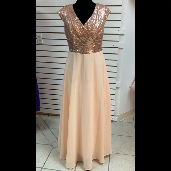Size 12 Rose Gold Prom Homecoming Pageant Mother of Bride formal Gown Dress - Picture 1 of 5